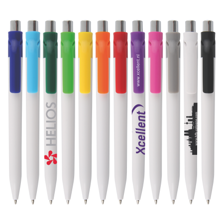 FRAZER Kugelschreiber mit weißem Schaft und Clip in Vollfarbe - Windischeschenbach