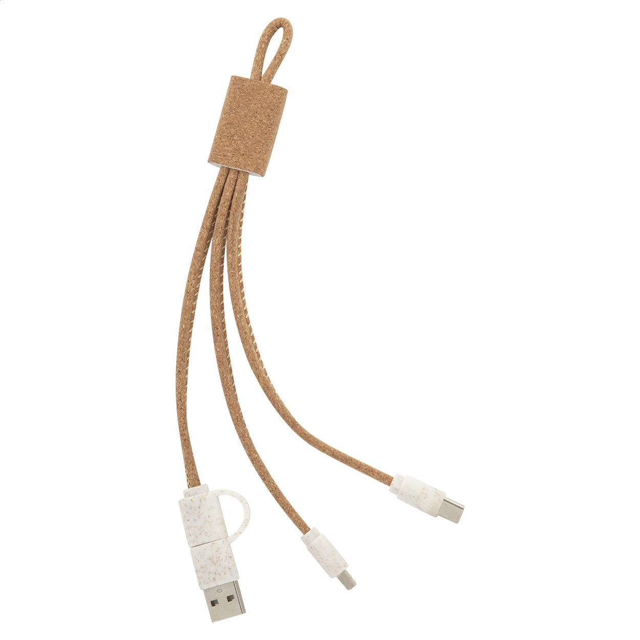 Koruku cork and wheat straw USB charging cable with logo