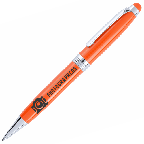 A multicolored ballpoint pen with a twistable mechanism, packaged in a metal case - Fawley