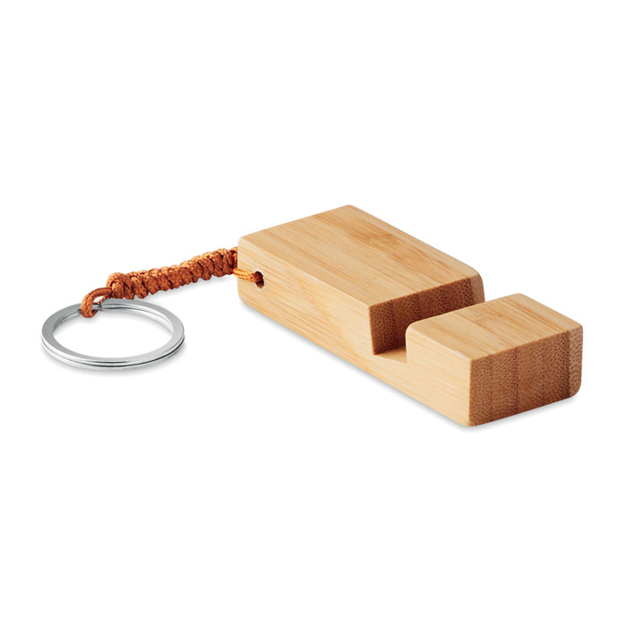 Bamboo Key Ring with Smartphone Stand - Church Gresley