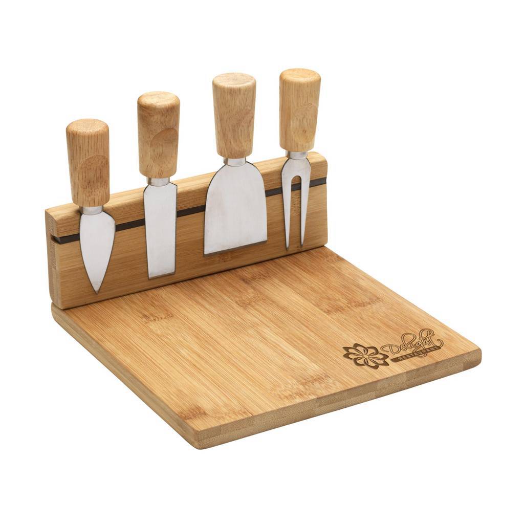 Bamboo Cheese Board with Knife Holder and Accessories - London