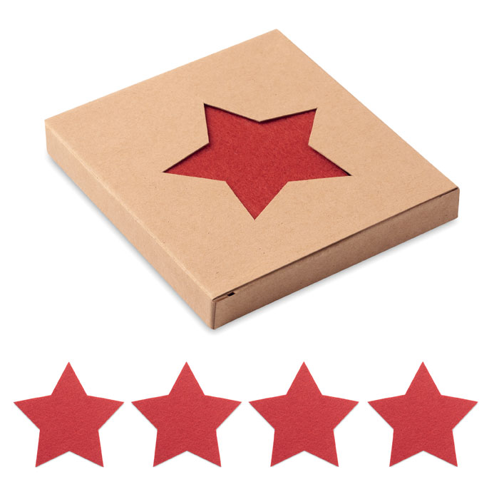 Set of star-shaped coasters made of RPET felt - Betley