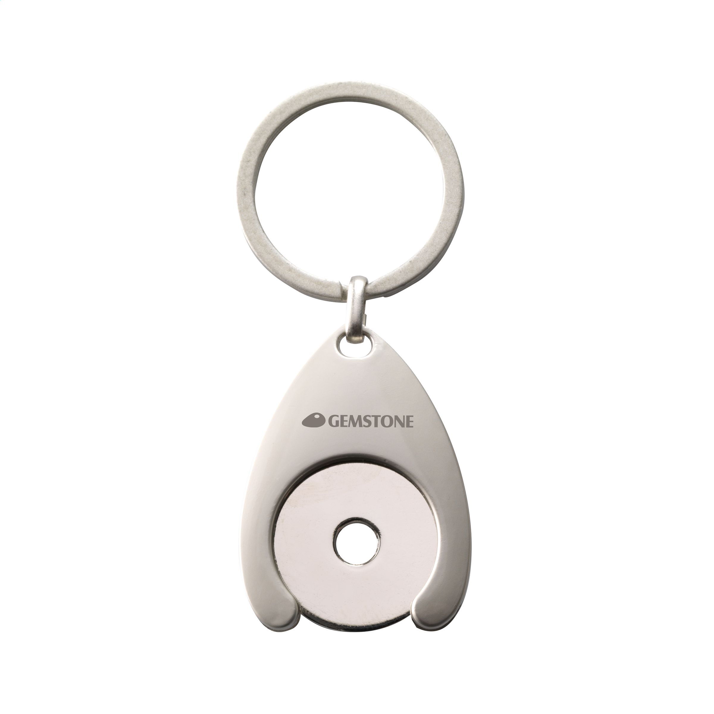 Key ring with metal holder for coins - Long Eaton