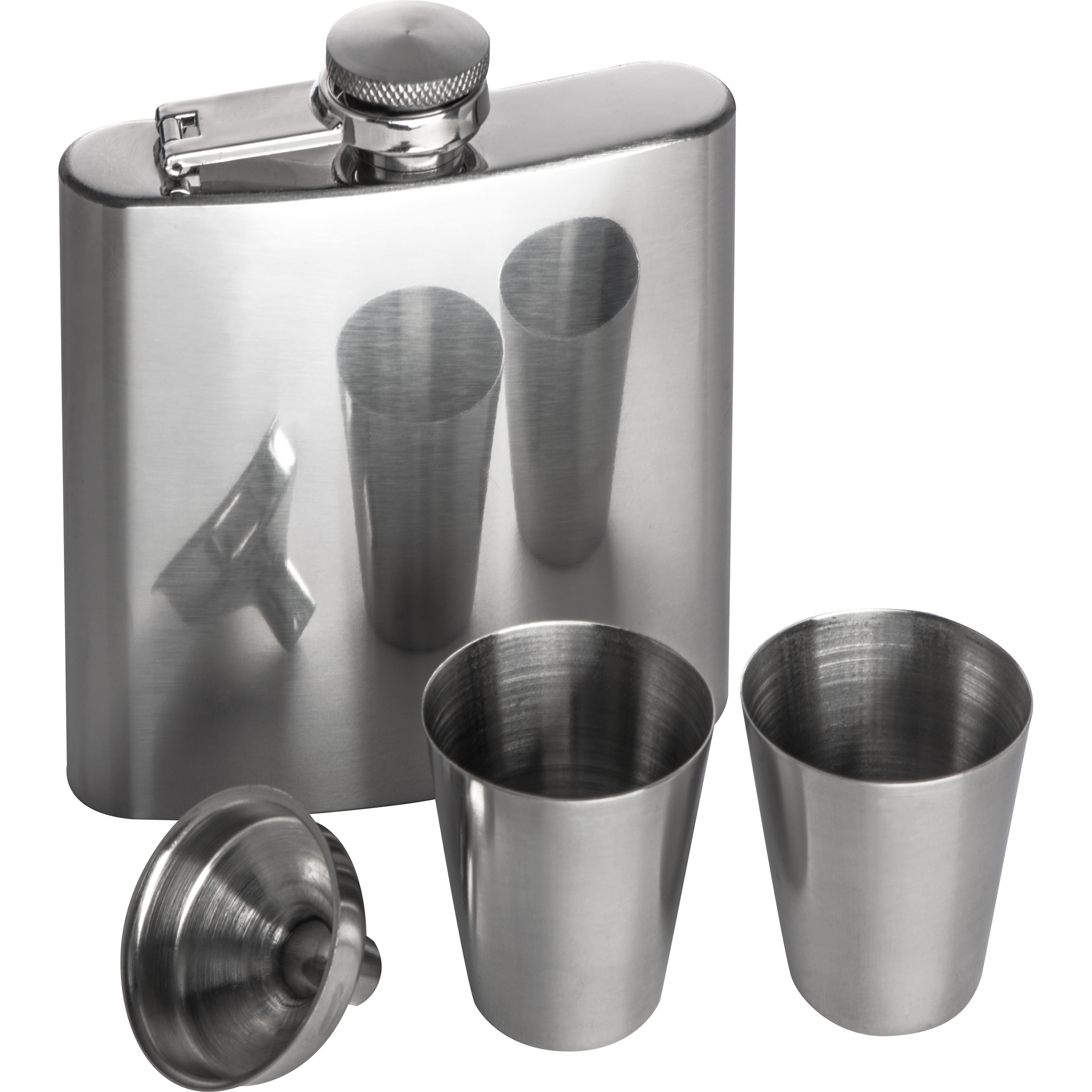 Engraved Stainless Steel Hipflask Set - Corby