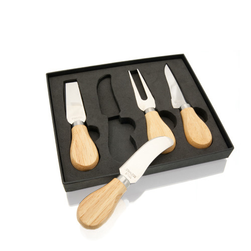 Stainless Steel Cheese Utensil Set with Natural Wood Handle - Aboyne