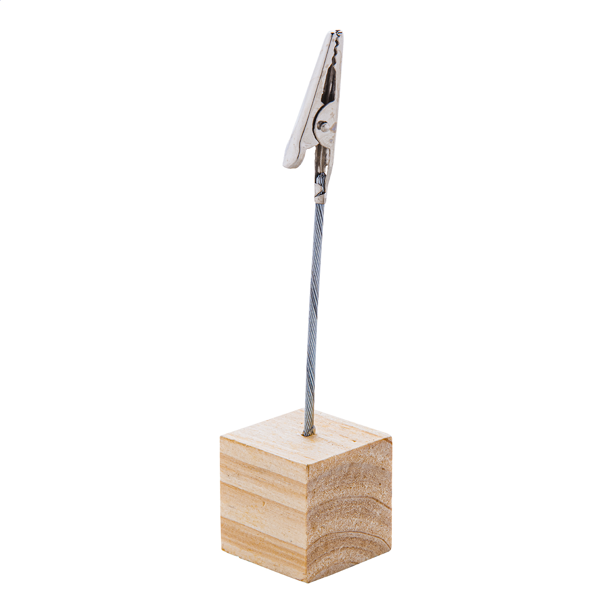 Cembra pine wood note clip with metal clip and logo printed with logo
