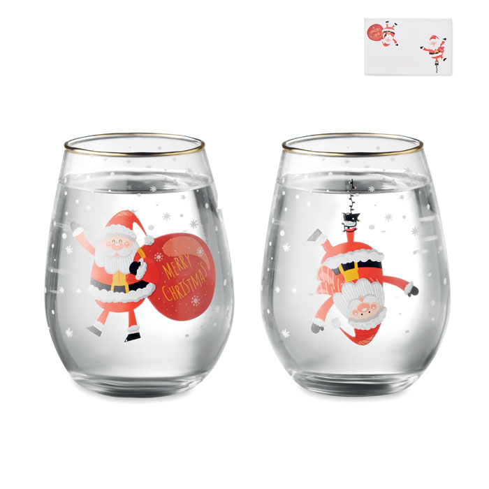 Christmas Gold Rimmed Glass Set - Pelsall