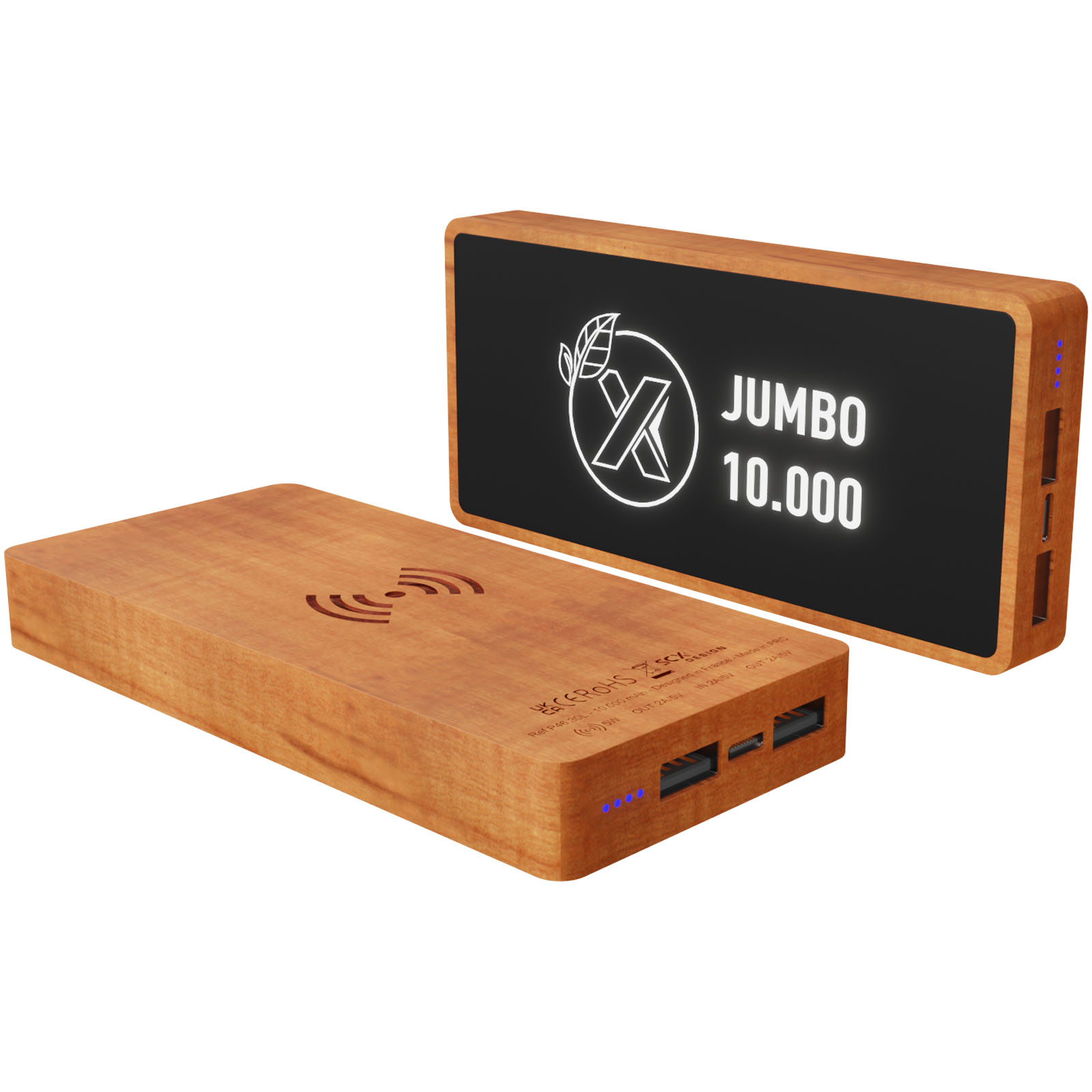 Wooden Powerbank with Antibacterial Rubber Finish - Lutterworth