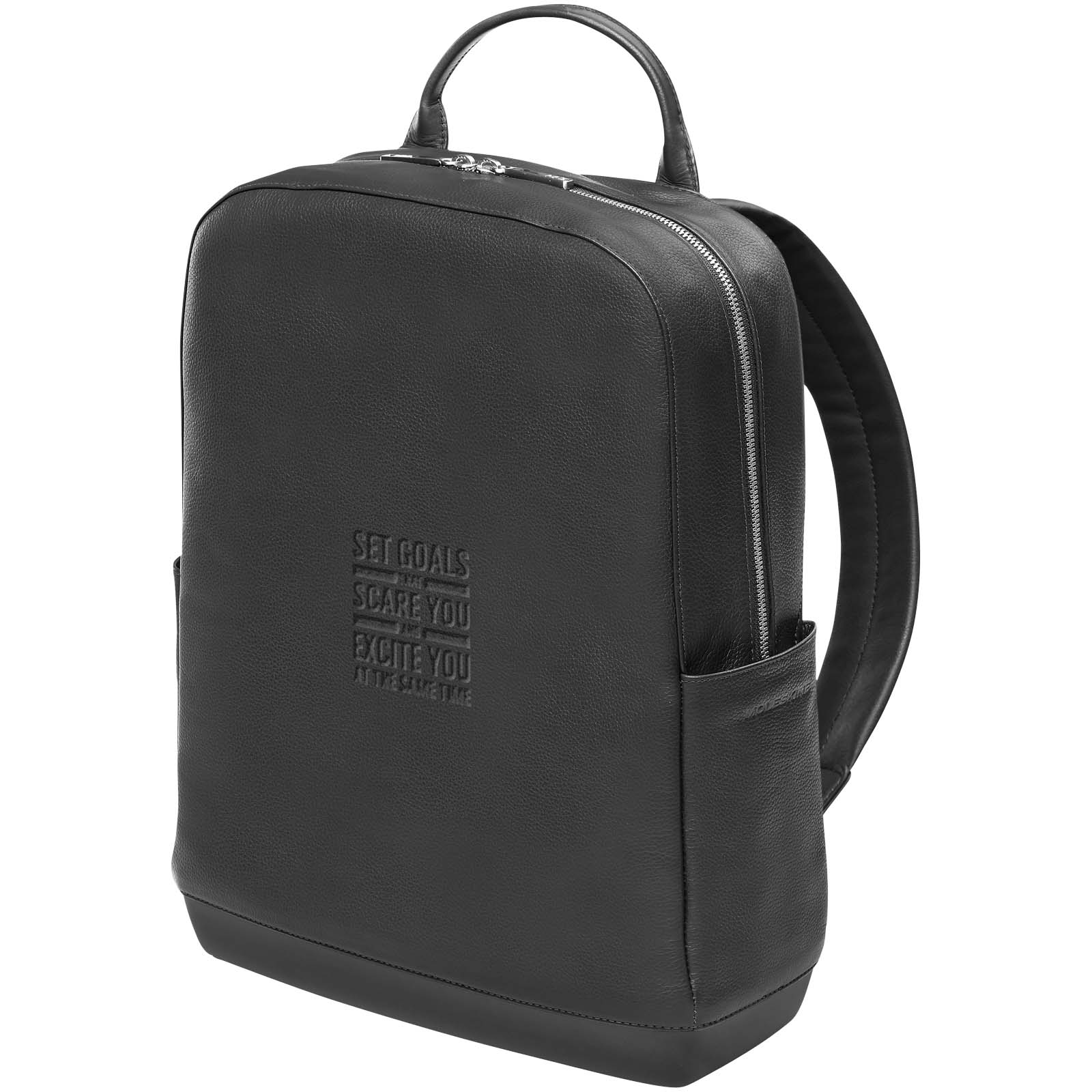 Elegant Leather Journey Companion Backpack - Old Romney printed with logo
