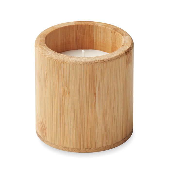 Vanilla Fragrance Plant-Based Wax Candle in Bamboo Holder - Whitchurch