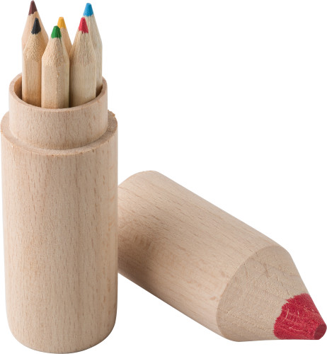 Wooden Pencil Shaped Holder with Coloured Pencils - Nailsworth