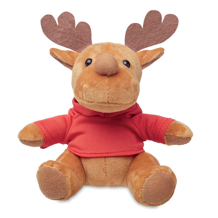 A soft plush reindeer toy that comes with a hooded sweater that can be taken off, from the brand Little Wakering - Banchory