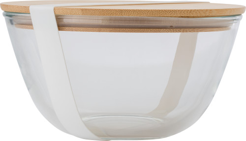 Glas-Salatschüssel mit Bambusdeckel - Lünen