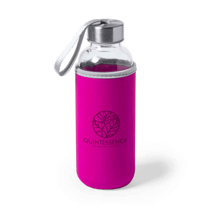 Glass Water Bottle Covered with Neoprene 420ml - Upper Hardres