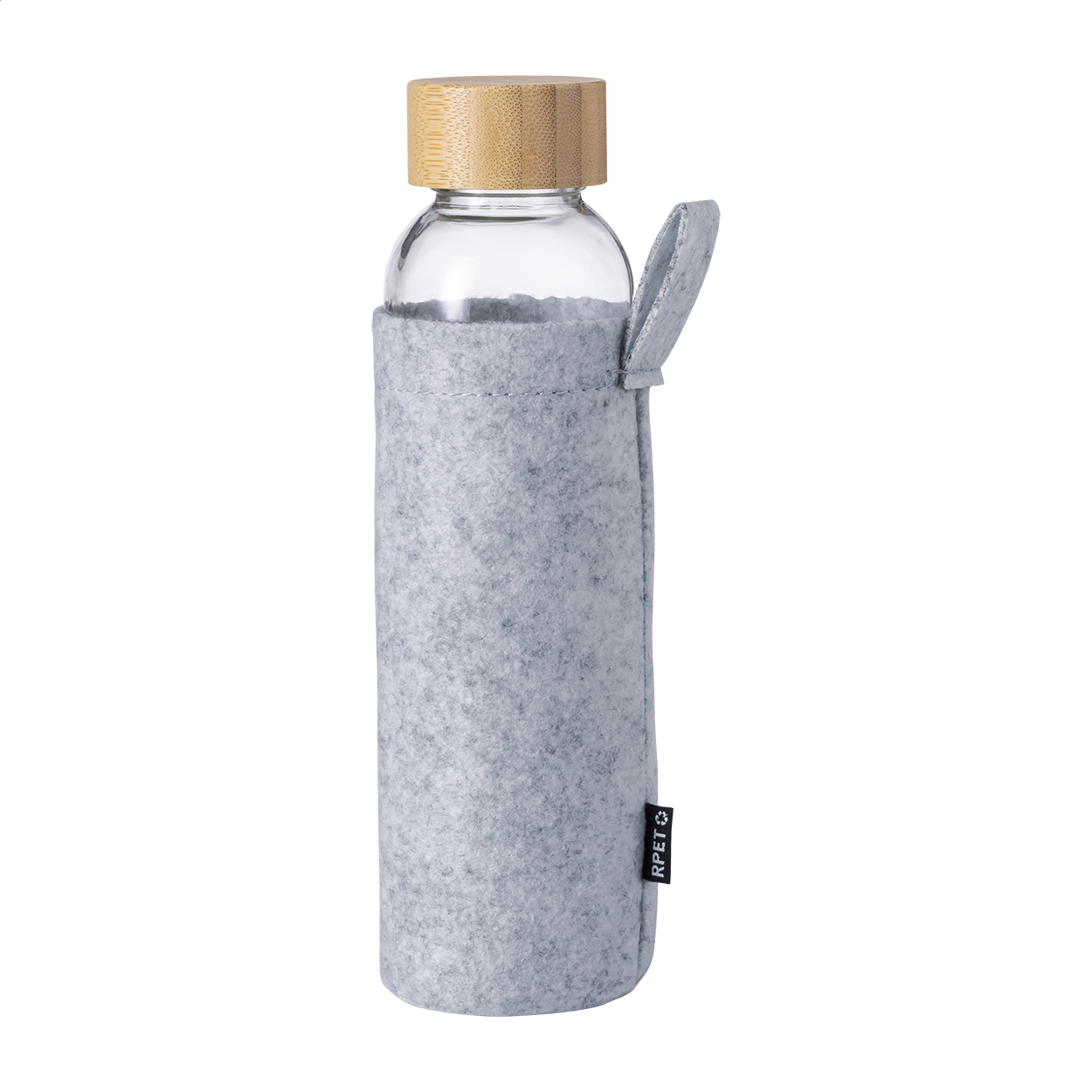 Bamboo-Capped Glass Bottle with Felt Pouch - Lochranza