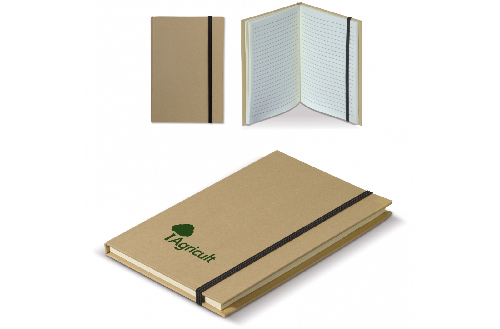 A5 Size Notebook with Elastic Strap and Lined Pages - Bourne End