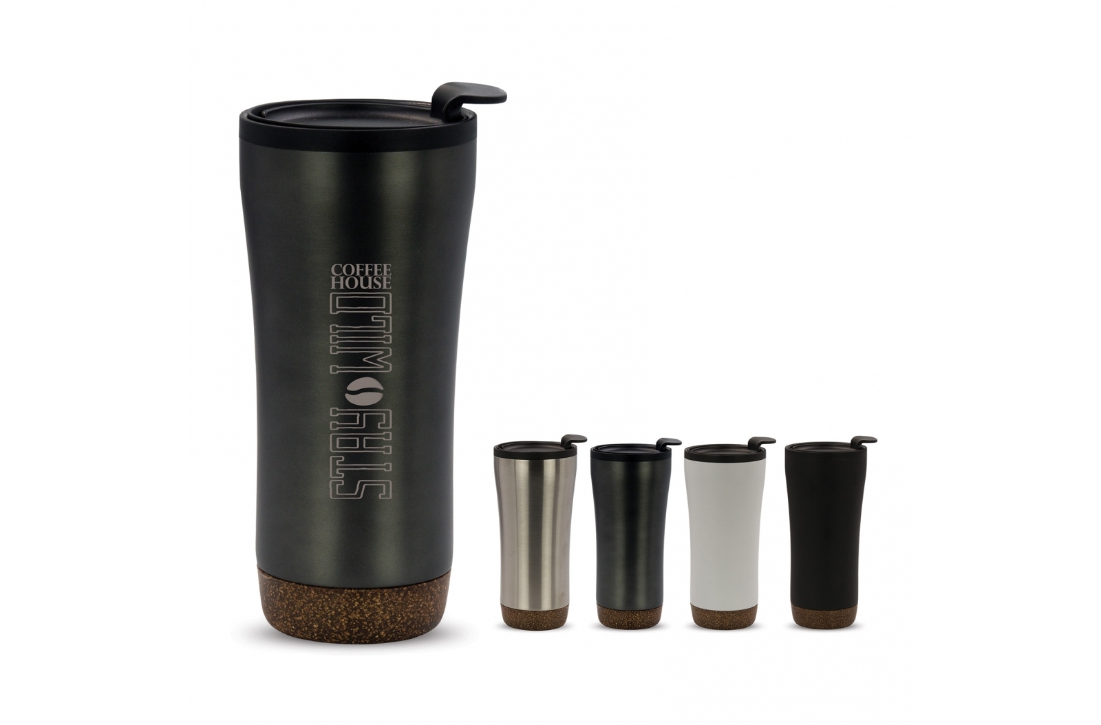 Double Walled Stainless Steel Coffee Mug with Cork Base - East Wittering