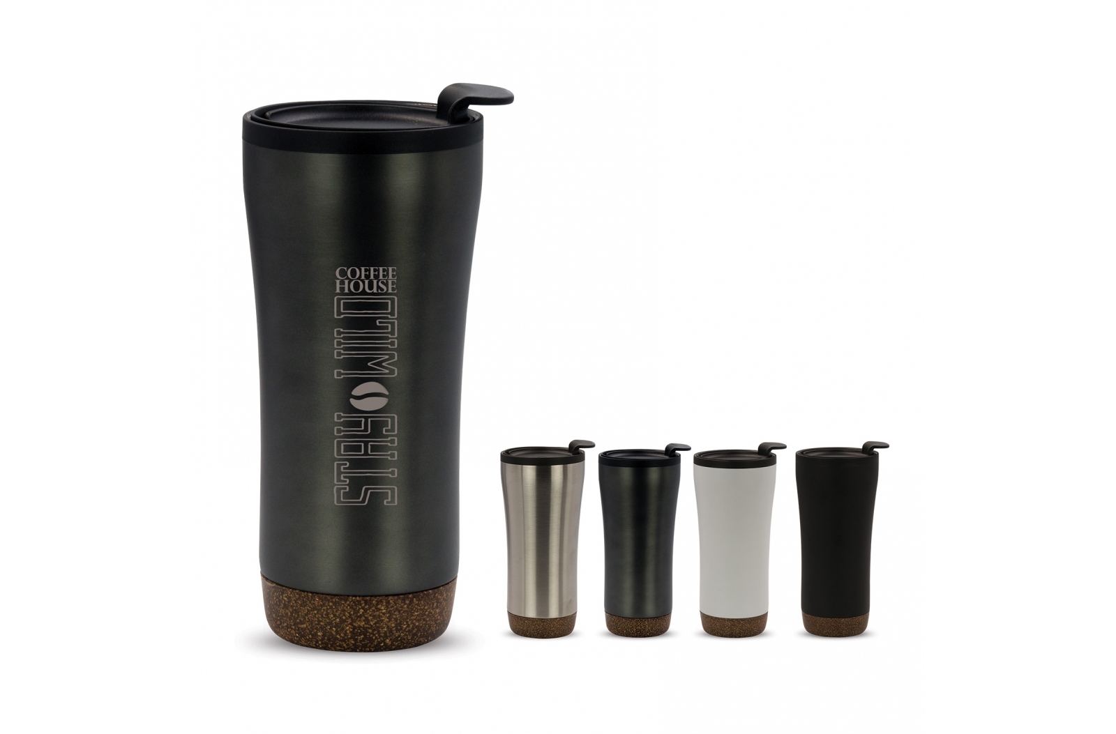 Double Walled Stainless Steel Coffee Mug with Cork Base 480ml - East Wittering