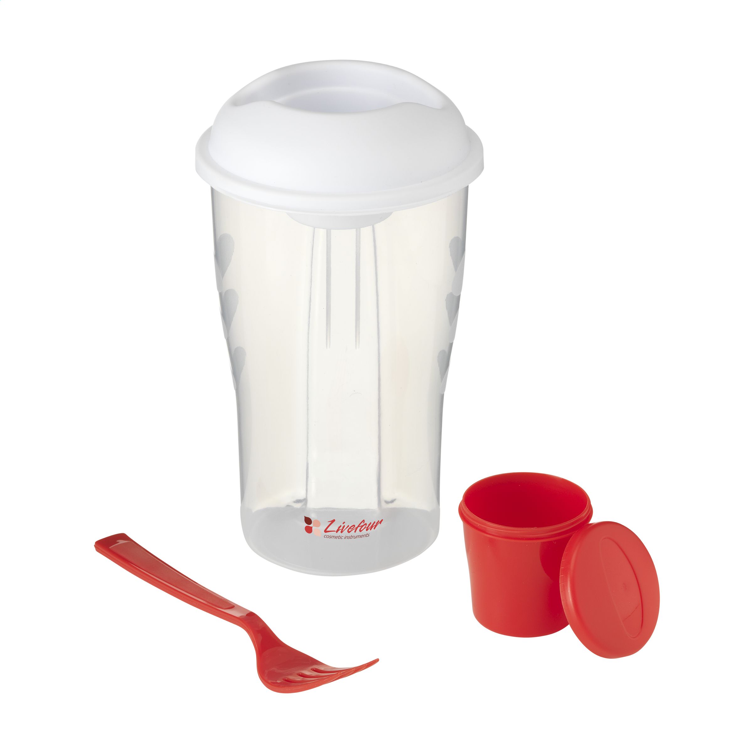 Robuster Kunststoff Salat Shaker mit abnehmbarem Deckel, Dressing-Schale und Gabel - 900ml Fassungsvermögen - Mauthausen