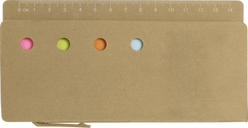 Cardboard Sticky Notes Holder with Ruler and Pen - Huntly