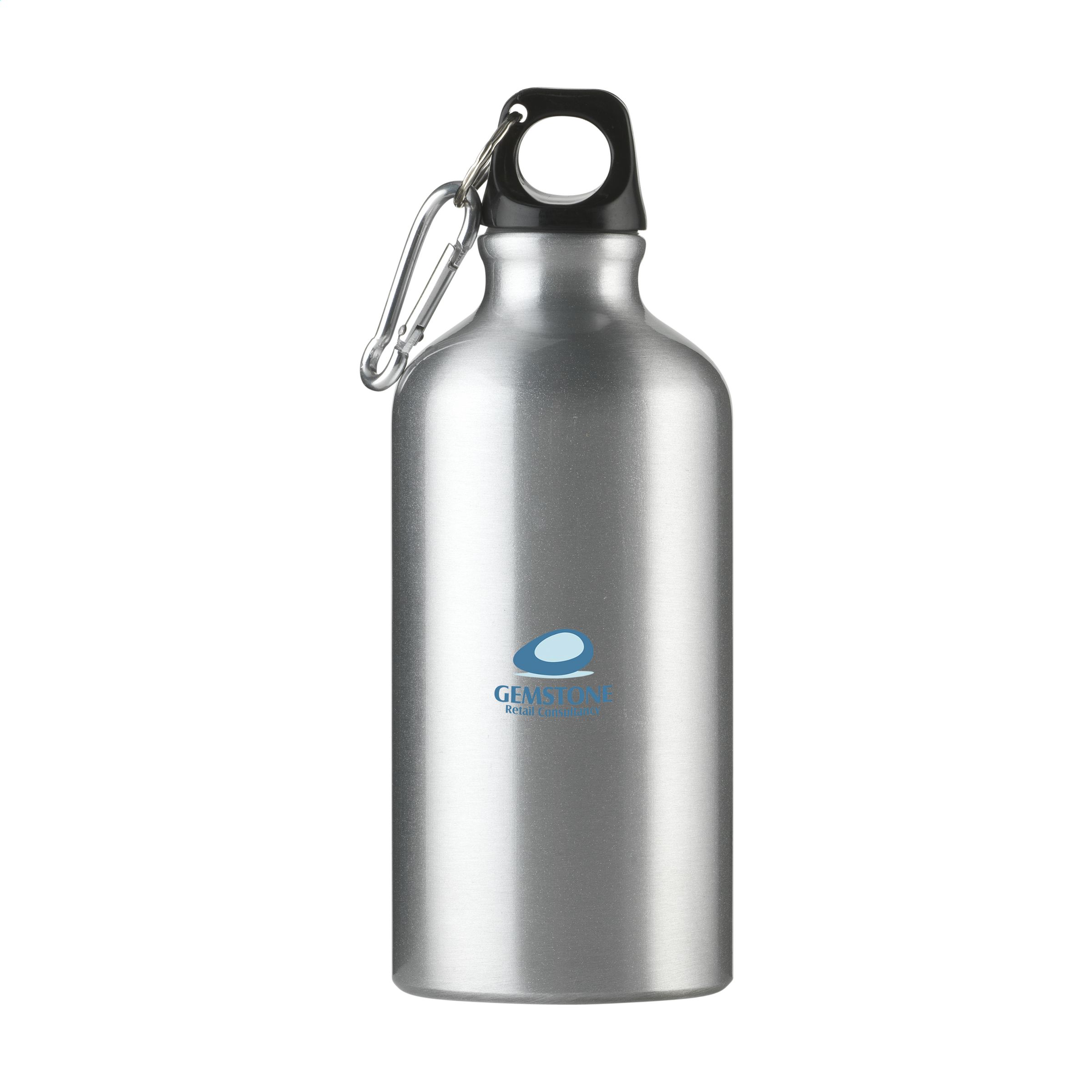 A high-gloss aluminum water bottle that comes with a carabiner - Corby