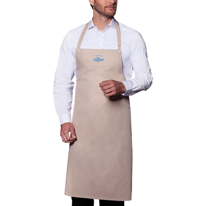 Embroidered server apron in polyester and cotton 215 g/m² 75x95cm - Odina