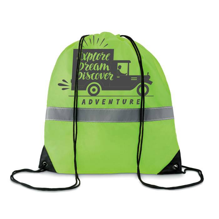 Reflective Stripe Polyester Drawstring Bag - Prestwick