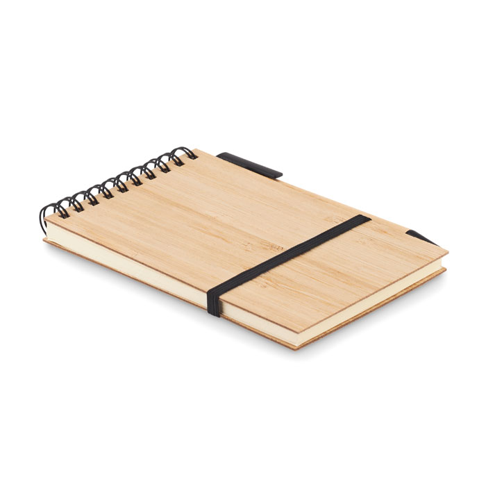 A6 notepad with a bamboo hardcover and a complementing ballpoint pen - Battleflat