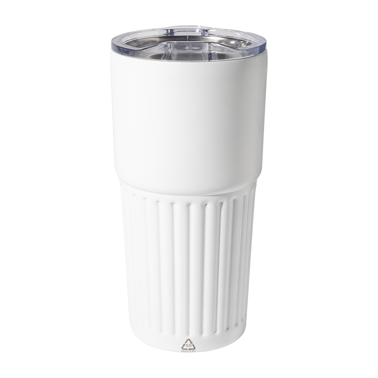 Streaky Tall recycled stainless steel thermo cup, 600 ml, with logo