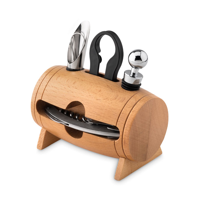 Wooden Stand Wine Accessory Set - Whitby