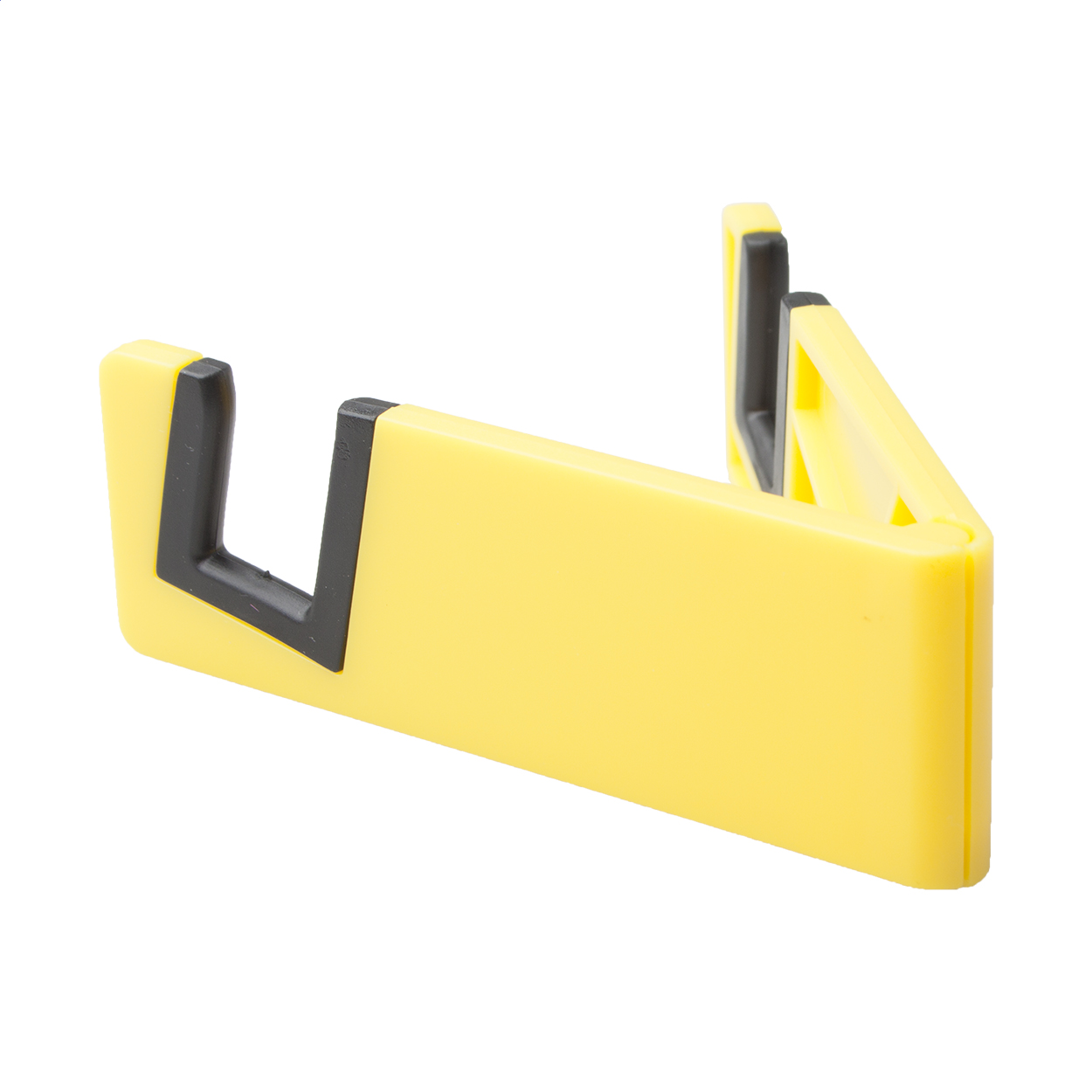 Plassi foldable plastic mobile phone and tablet holder with logo